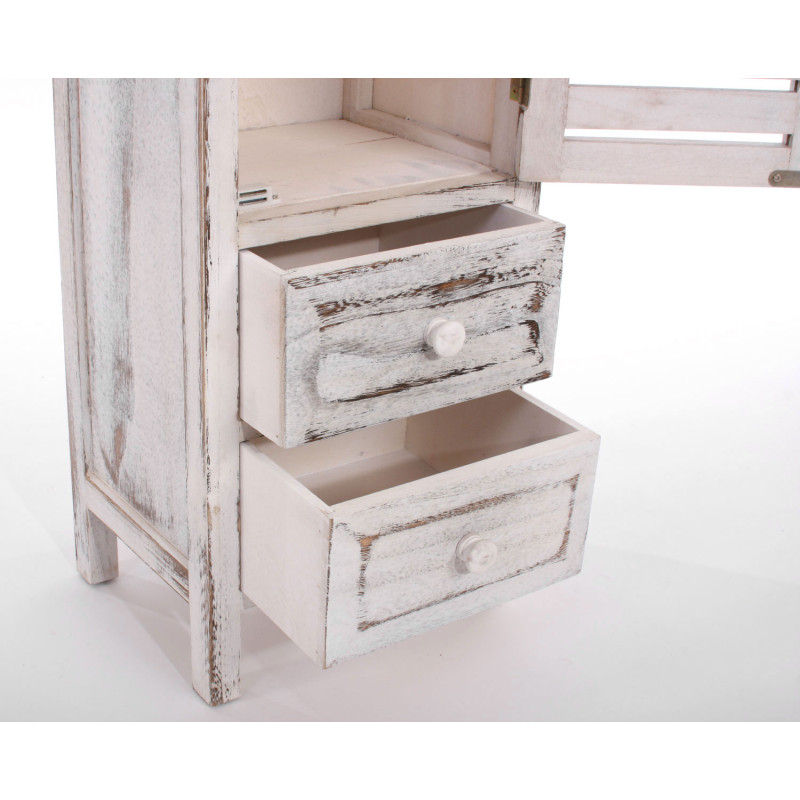 Commode / armoire, 2 tiroirs, 30x25x90cm, shabby, vintage, blanc