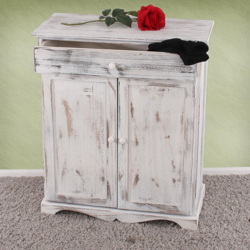 Commode / table d'appoint / armoire, 66x33x78cm, shabby, vintage, blanc