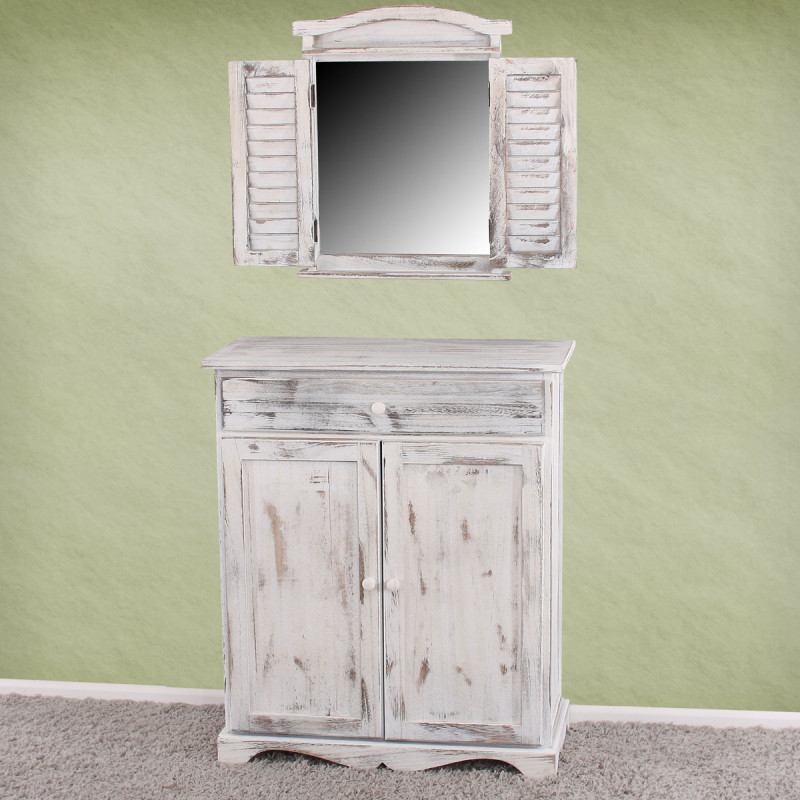 Commode / table d'appoint / armoire, 66x33x78cm, shabby, vintage, blanc