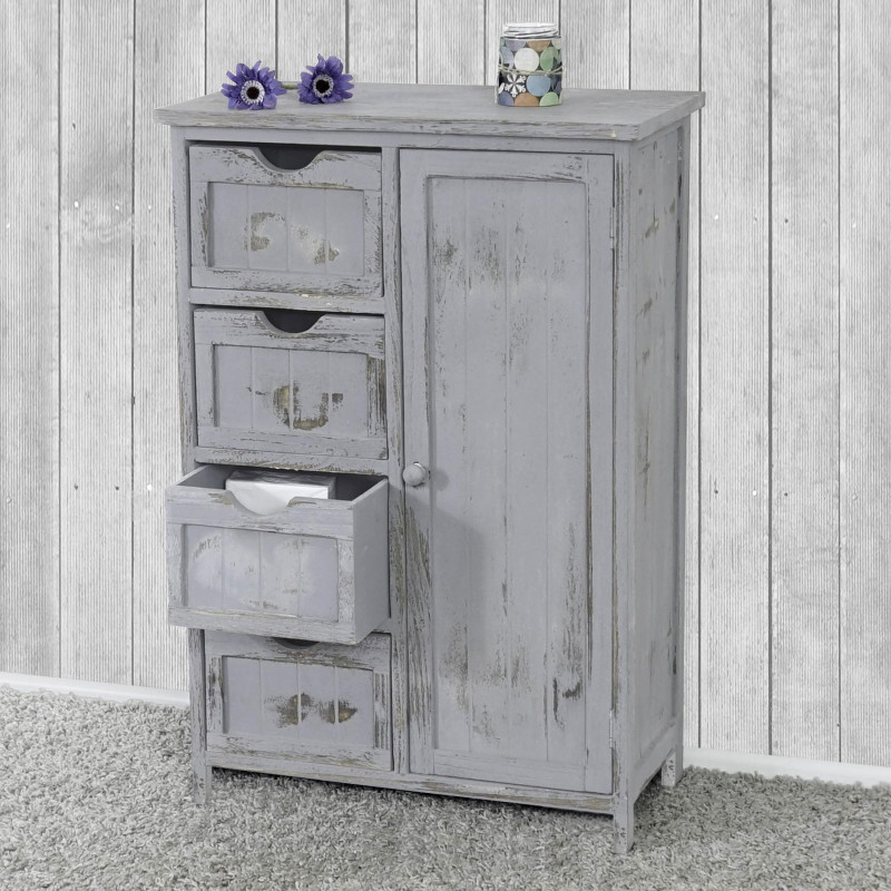 Commode / armoire, 82x55x30cm, shabby chic, vintage - gris