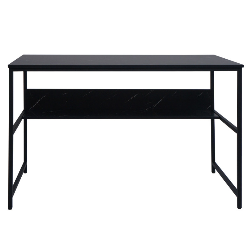 Bureau table d'ordinateur table de travail table de rangement, métal MDF 120x60cm - aspect marbre noir