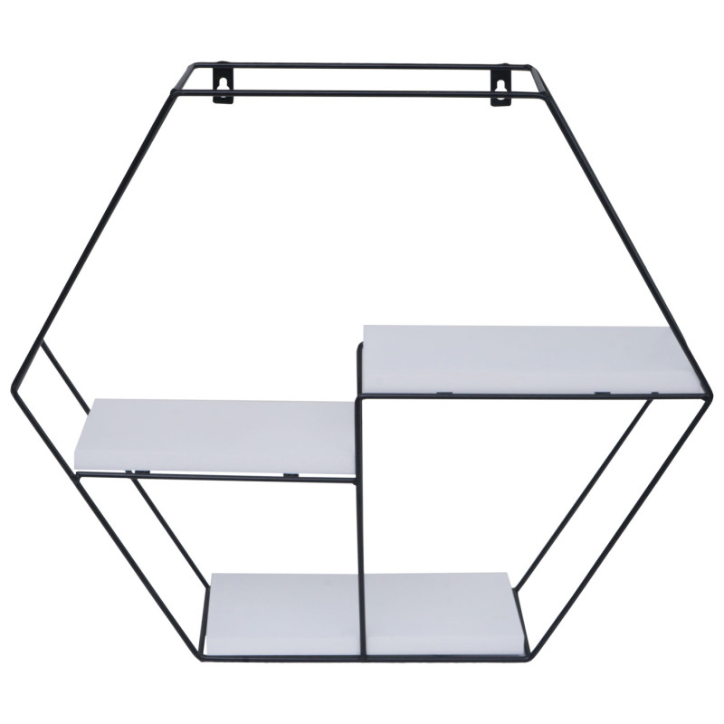 Étagère murale Étagère suspendue Étagère flottante, 3 étagères en métal massif-bois industriel 43x49x11cm - blanc