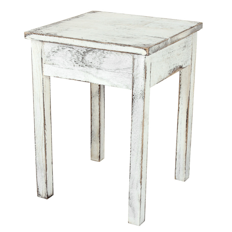 Garde-robe, étagère murale avec 2 paniers + 2x table d'appoint, style shabby, vintage - blanc