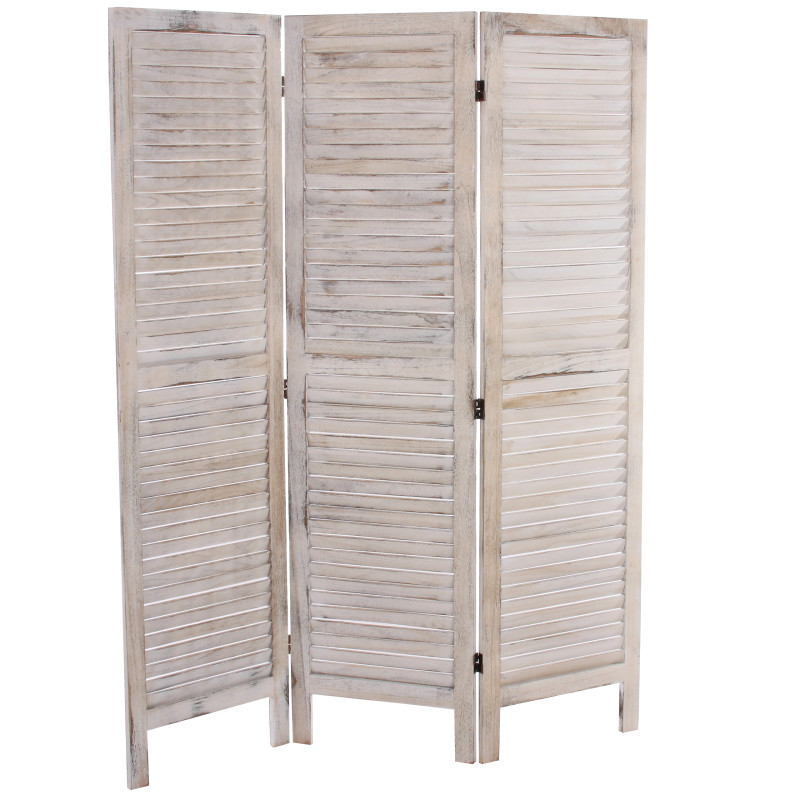 Paravent / s?paration bois, 3 pans, 138x2,5x170cm, shabby, vintage, blanc