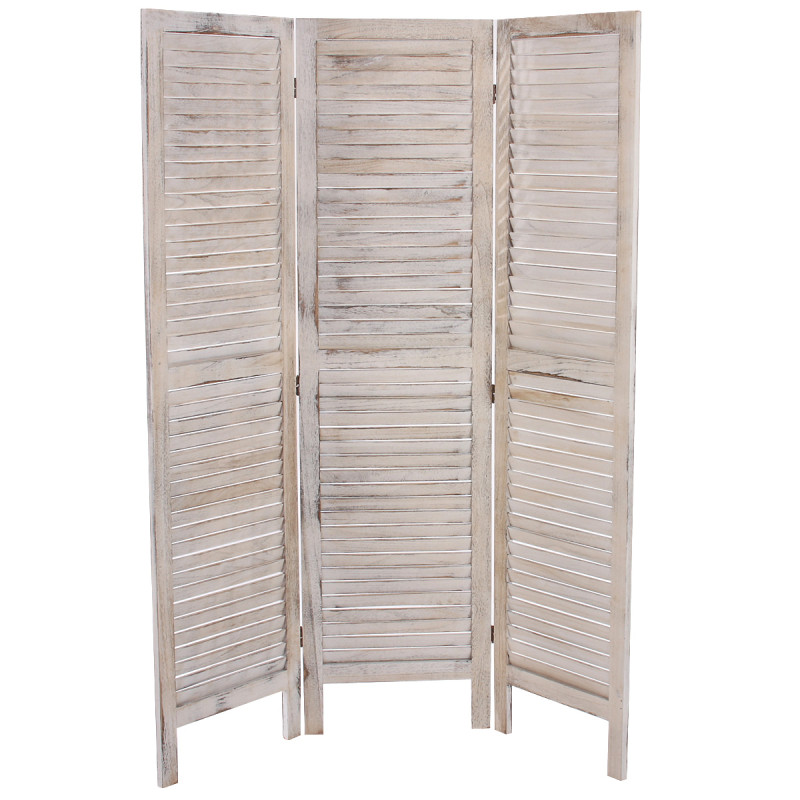 Paravent / s?paration bois, 3 pans, 138x2,5x170cm, shabby, vintage, blanc