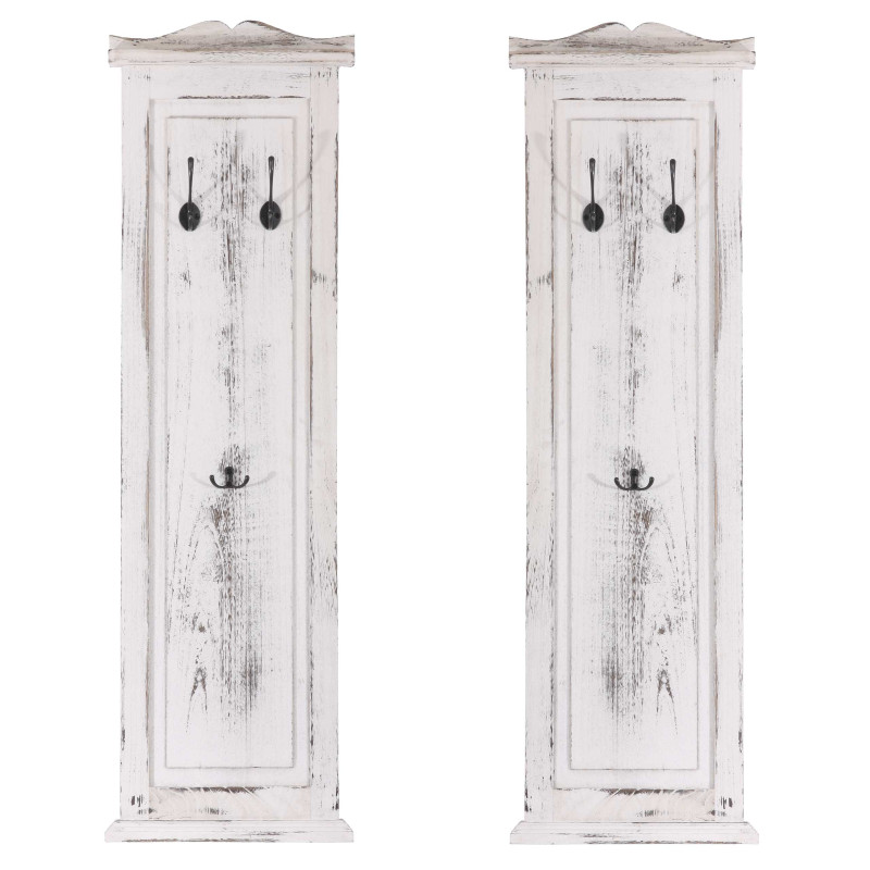 2x patère, portemanteau, vestiaire ouvert, 28x3,5x109cm - shabby, vintage, blanc