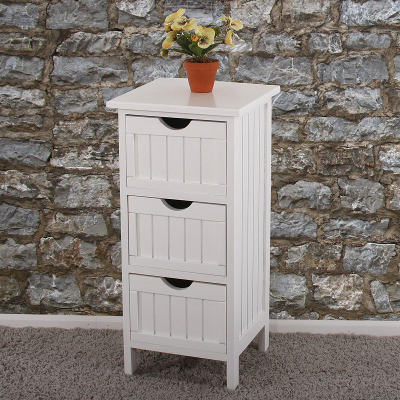 Commode Lausanne, blanc - 3 tiroirs