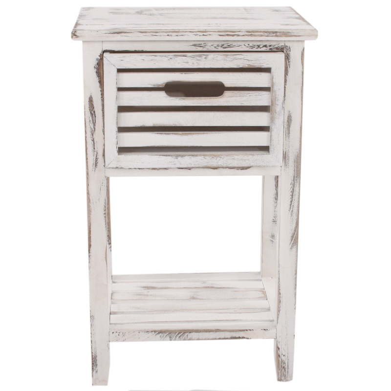 Table d'appoint / chevet, 1 tiroir, 35x27x57cm, shabby, vintage, blanc