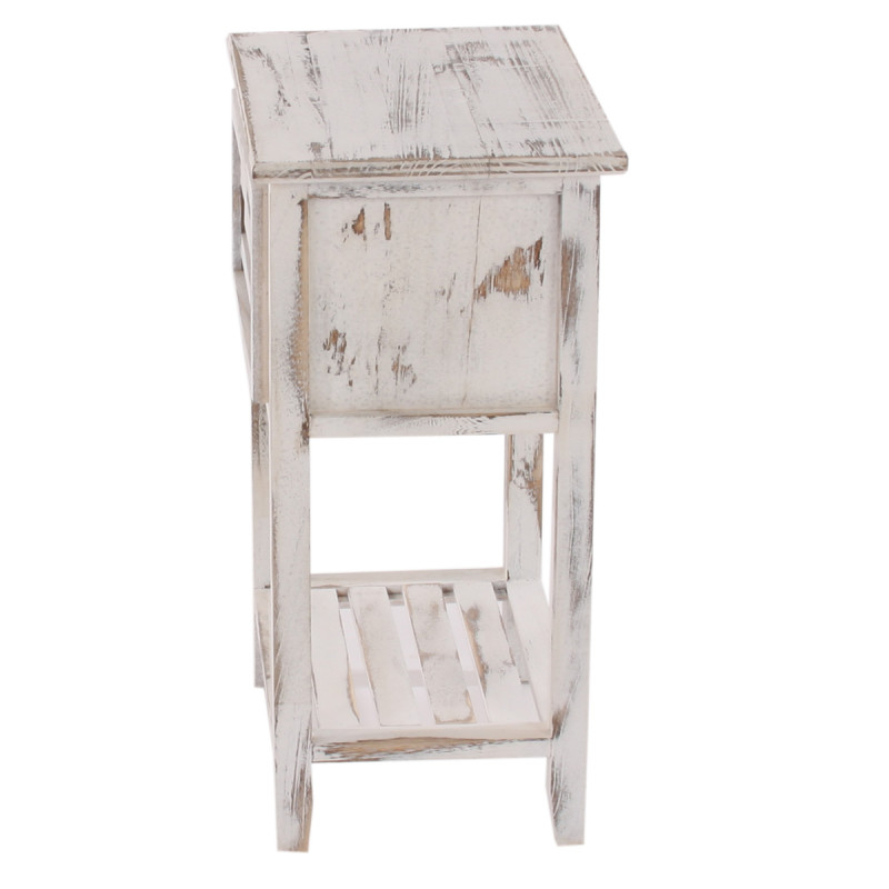 Table d'appoint / chevet, 1 tiroir, 35x27x57cm, shabby, vintage, blanc