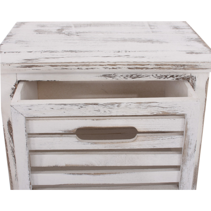 Table d'appoint / chevet, 1 tiroir, 35x27x57cm, shabby, vintage, blanc