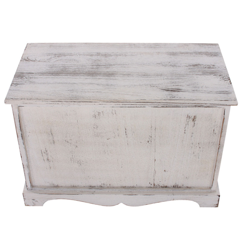 Commode / banc, 2 paniers, 2 tiroirs, 62x33x42cm, shabby, vintage, blanc