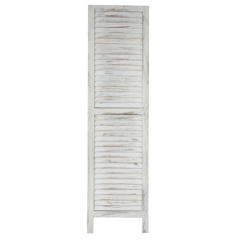 Paravent / séparation bois, 4 pans, 182x2x170cm, shabby, vintage, blanc