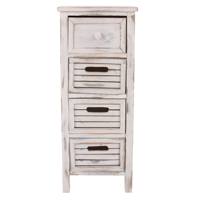 Commode / table d'appoint / armoire, 4 tiroirs, 30x25x74cm, shabby, vintage, blanc