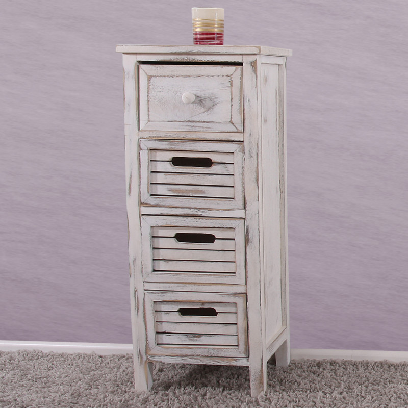 Commode / table d'appoint / armoire, 4 tiroirs, 30x25x74cm, shabby, vintage, blanc