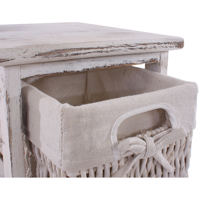 Commode / étagère 4 paniers, 25x28x74cm, shabby, vintage, blanc