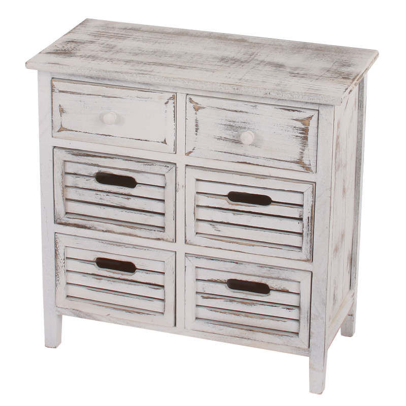 Commode / table d'appoint / armoire, 6 tiroirs, 60x30x60cm, shabby, vintage, blanc