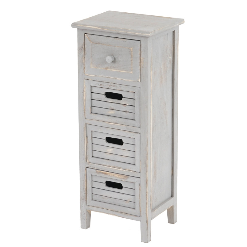 Commode / table d'appoint / armoire, 4 tiroirs, 30x25x74cm, shabby, vintage, gris