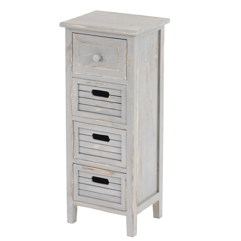 Commode / table d'appoint / armoire, 4 tiroirs, 30x25x74cm, shabby, vintage, gris