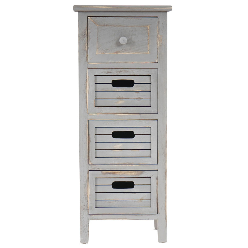 Commode / table d'appoint / armoire, 4 tiroirs, 30x25x74cm, shabby, vintage, gris