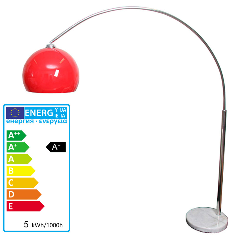 LED lampe arquée LOUNGE DEAL II, lampadaire, chrome, 5W-LED, CE A+ - rouge, 180cm