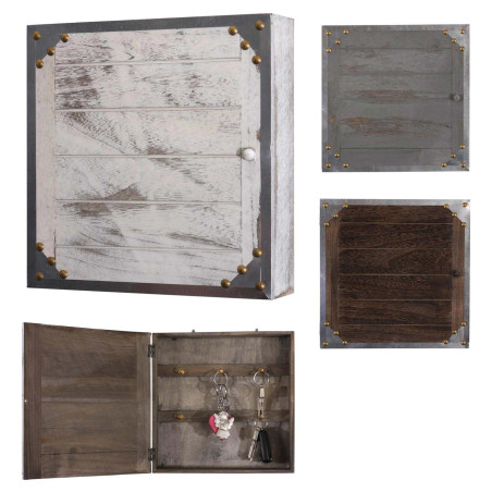 Boîte à clés Virginia T209 coffret mural rangement shabby chic vintage - gris