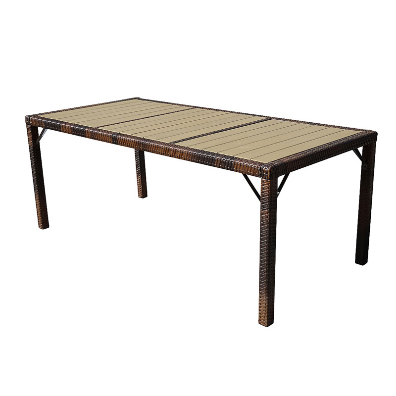 Table de jardin Ariana polyrotin, WPC bois composite, 3 plateaux - marron