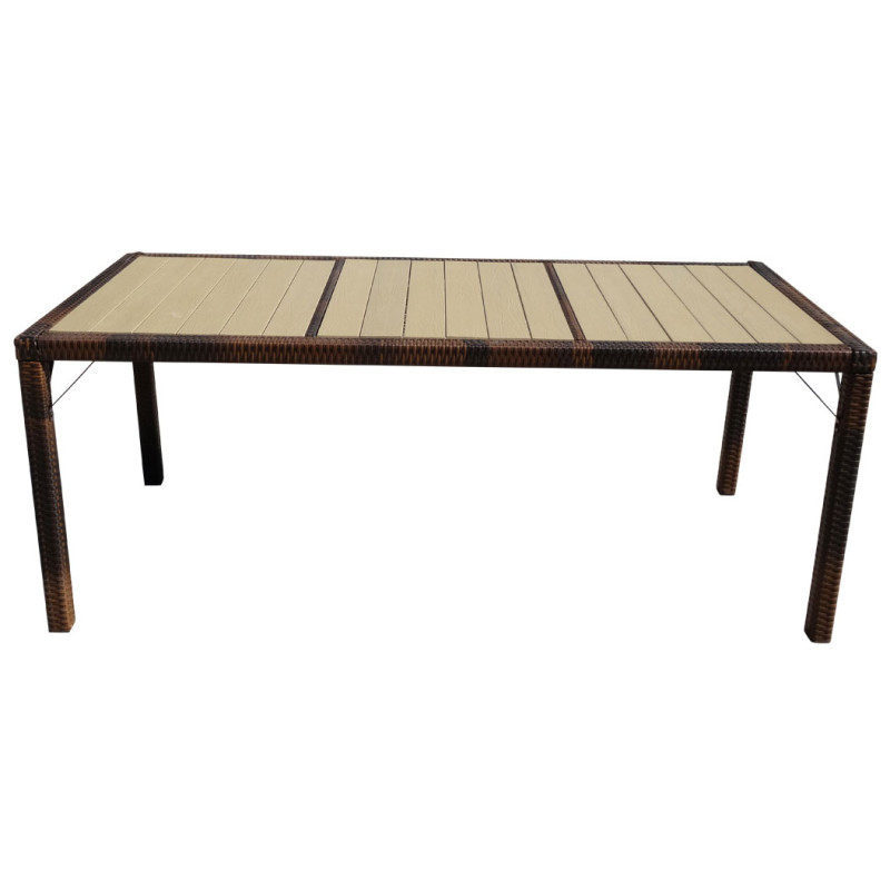 Table de jardin Ariana polyrotin, WPC bois composite, 3 plateaux - marron