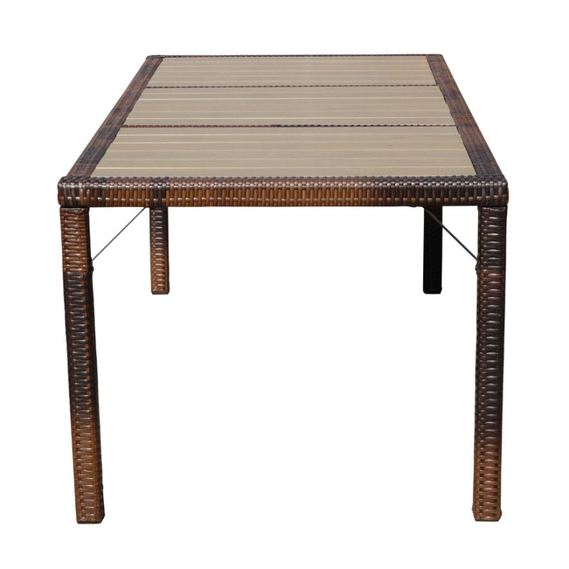 Table de jardin Ariana polyrotin, WPC bois composite, 3 plateaux - marron