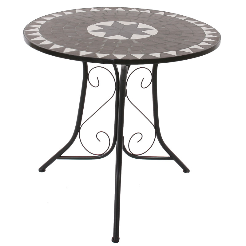 Table à mosaique Andria T210 table de jardin bistro ø 80cm - marron/blanc