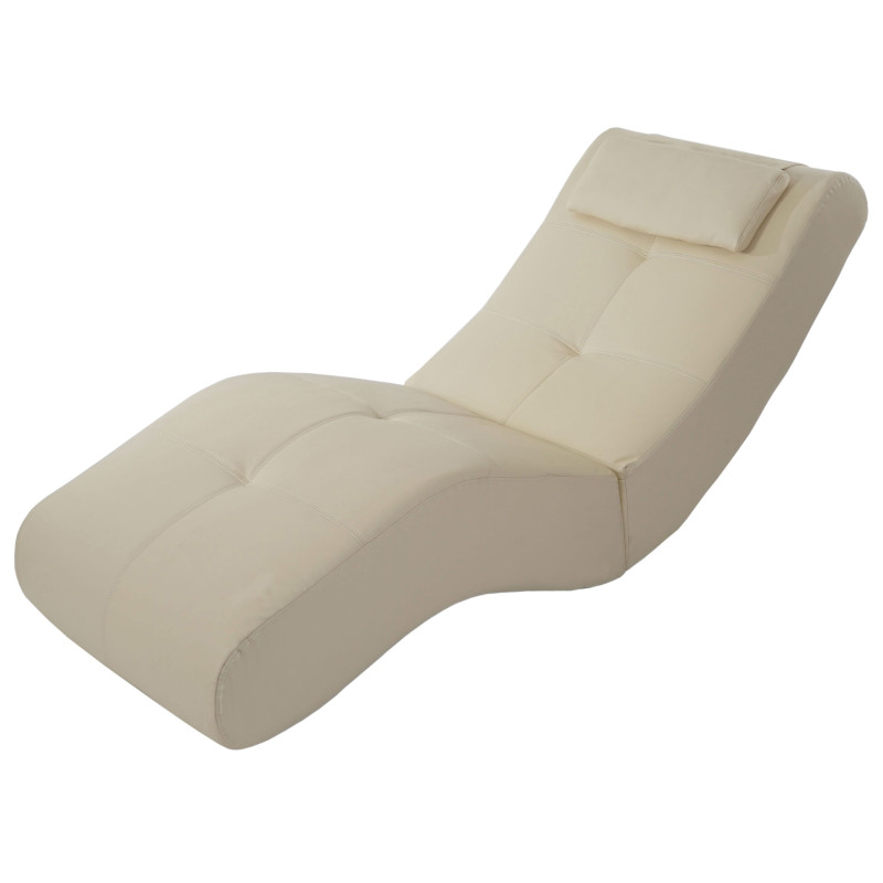 Chaise longue fauteuil lounge Livorno II, similicuir - cr?me