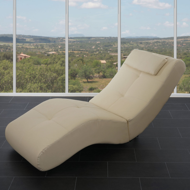 Chaise longue fauteuil lounge Livorno II, similicuir - cr?me