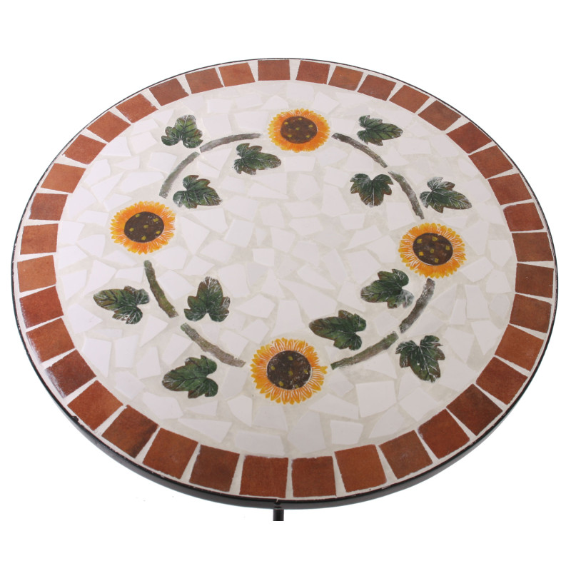 Table à mosaique Andria T211 table de jardin bistro ø 60cm - fleur