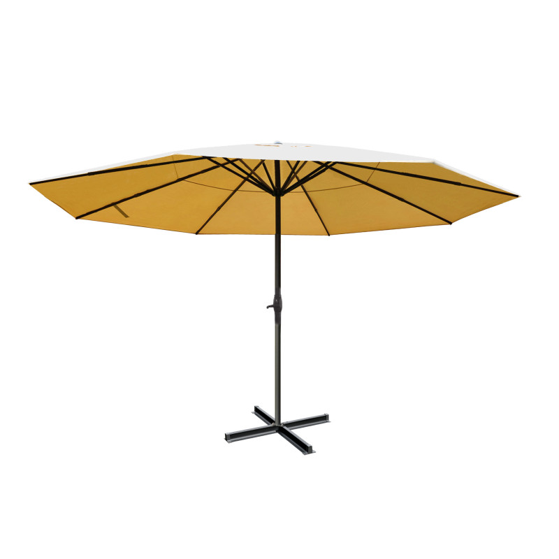 Parasol en aluminium Meran Pro, gastronomie, marché, sans volant, Ø 5m - crème sans pied