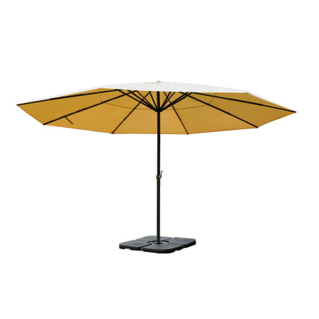 Parasol en aluminium Meran Pro, gastronomie, marché, sans volant, Ø 5m - crème avec pied