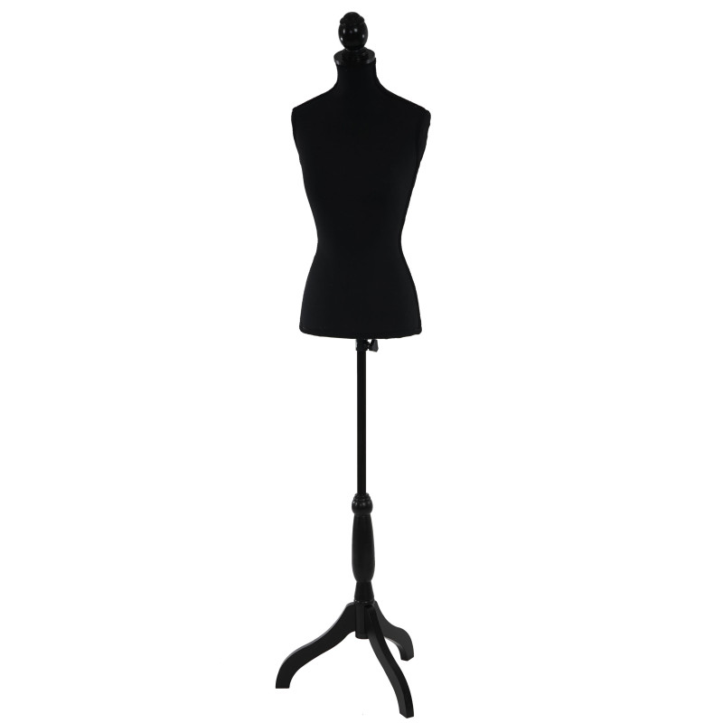 Mannequin de couture de tailleur buste torse féminin T220 - mousse, noir