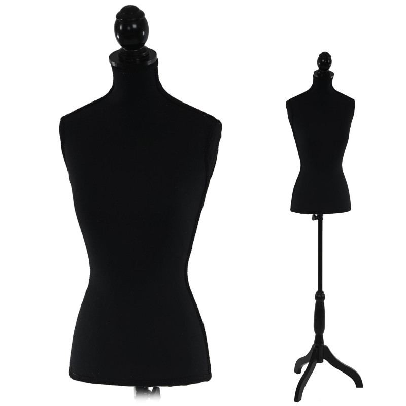 Mannequin de couture de tailleur buste torse féminin T220 - mousse, noir