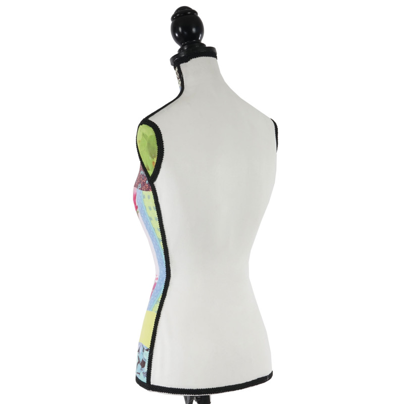 Mannequin de couture de tailleur buste torse féminin T220 - mousse, motif patchwork