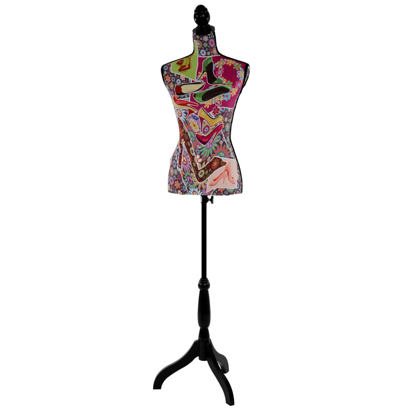Mannequin de couture de tailleur buste torse féminin T222 - fibre de verre, motif talons aiguille