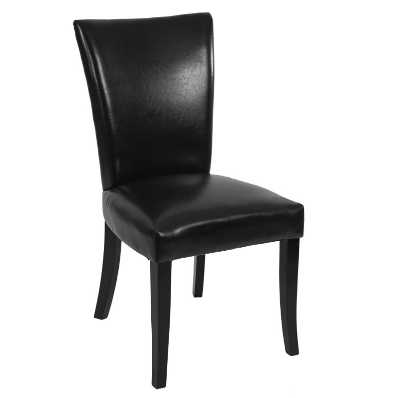 Lot de 6 chaises de salle à manger Chesterfield av rivets - similicuir noir, pieds foncés