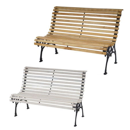 Banc de jardin Antibes banc en bois et fonte 122cm - blanc