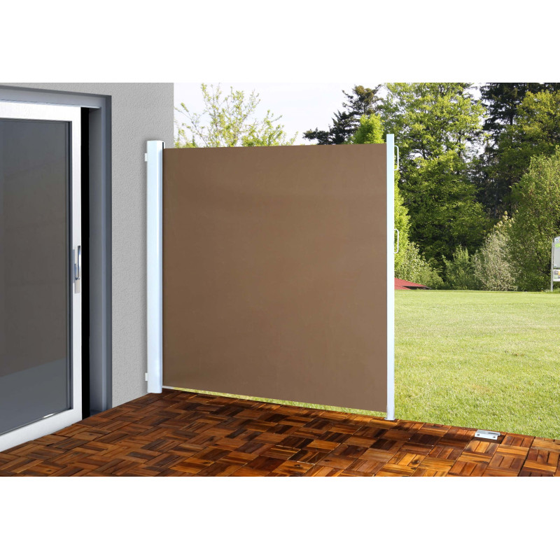 Store à poser latéral T140 brise vue, abat vent, aluminium - 1,8x3m, marron