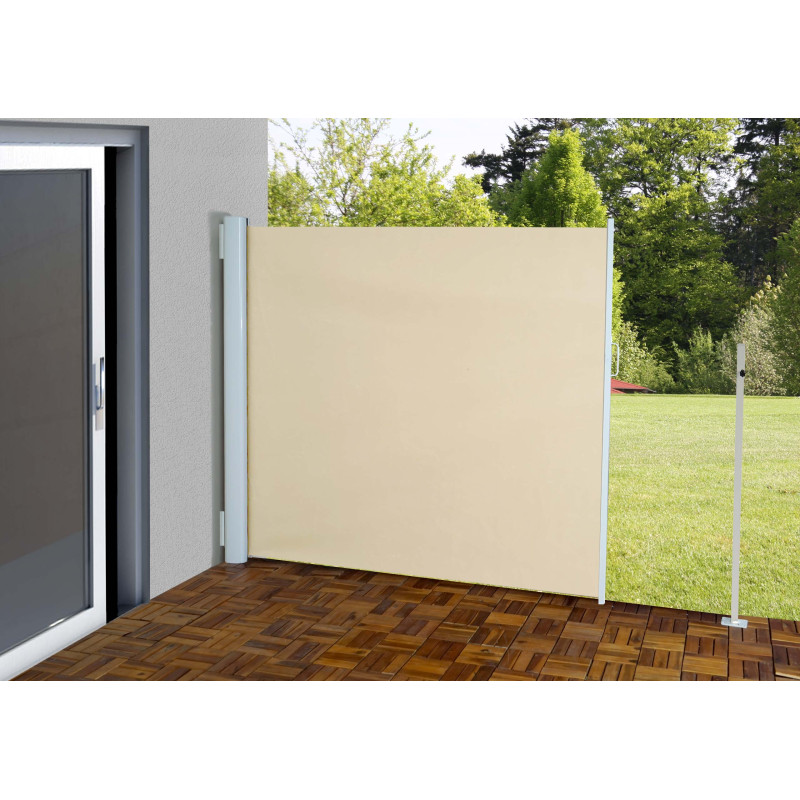 Store à poser latéral T139 brise vue, abat vent, aluminium - 1,8x3m, crème