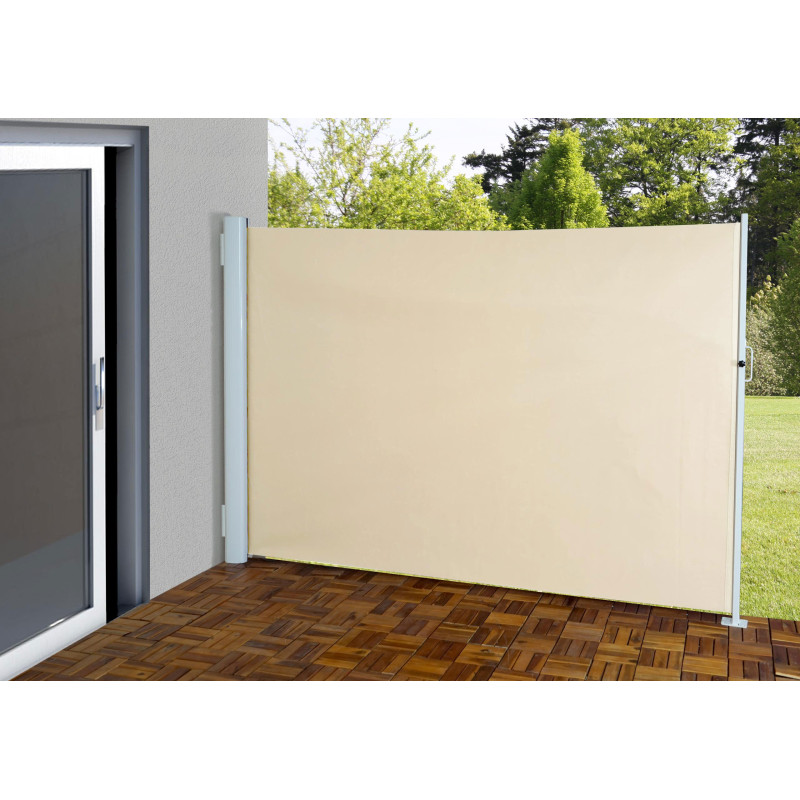 Store à poser latéral T139 brise vue, abat vent, aluminium - 1,8x3m, crème