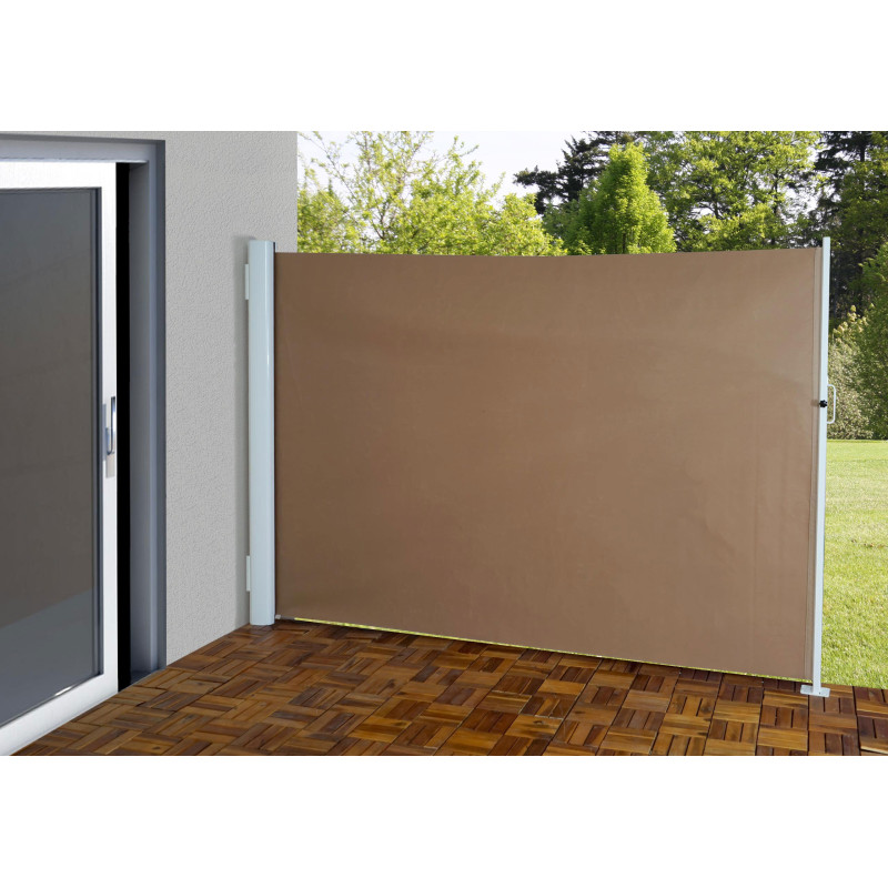 Store à poser latéral T139 brise vue, abat vent, aluminium - 1,8x3m, marron