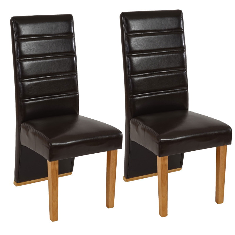 Lot de 2 chaises de séjour Krems, similicuir, pieds clairs - marron