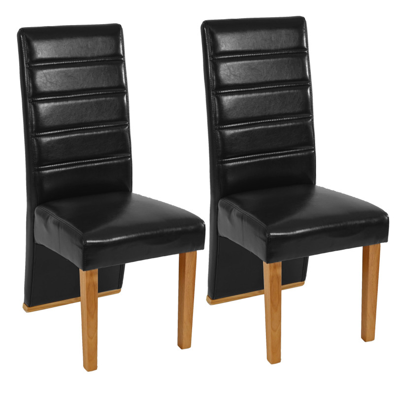 Lot de 2 chaises de séjour Krems, similicuir, pieds clairs - noir