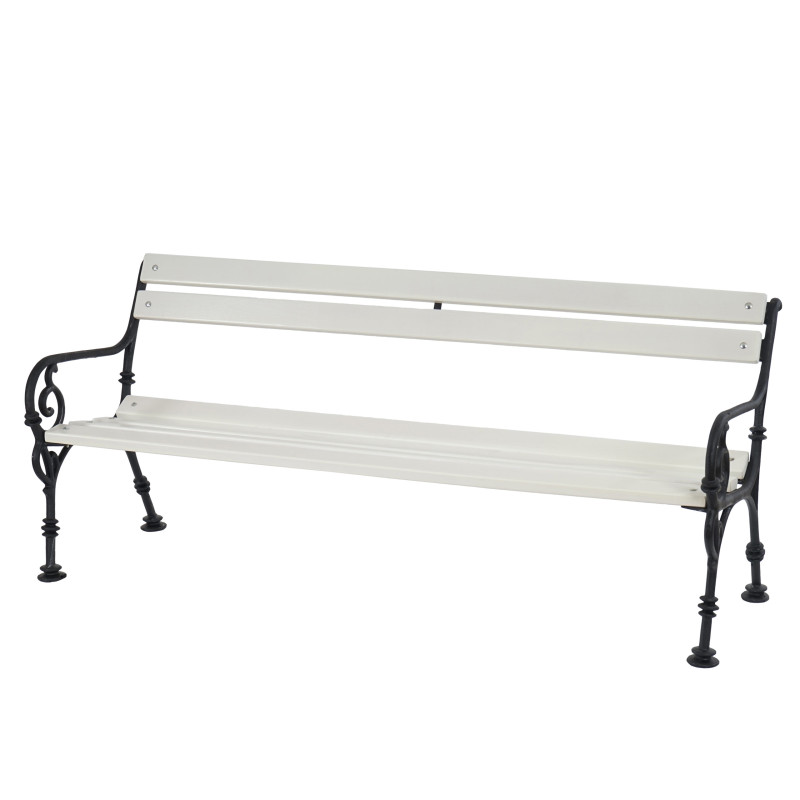 Banc de jardin Toulouse banc de parc bois et fonte massif 40,7kg, 178cm - blanc