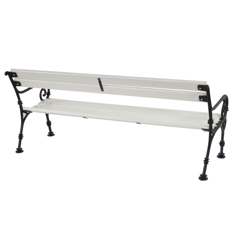 Banc de jardin Toulouse banc de parc bois et fonte massif 40,7kg, 178cm - blanc