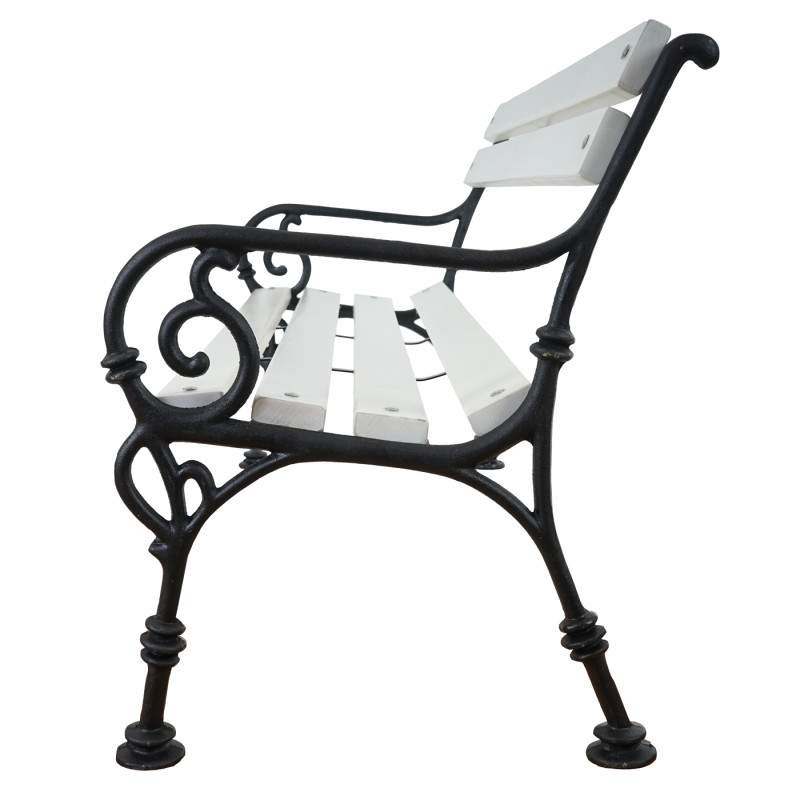 Banc de jardin Toulouse banc de parc bois et fonte massif 40,7kg, 178cm - blanc