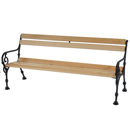 Banc de jardin Toulouse banc de parc bois et fonte massif 40,7kg, 178cm - nature